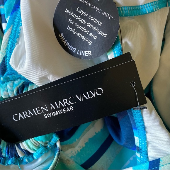 Carmen Marc Valvo One Piece Palermo Waters V-Neck Swimsuit Size 6 NWT - Picture 8 of 12